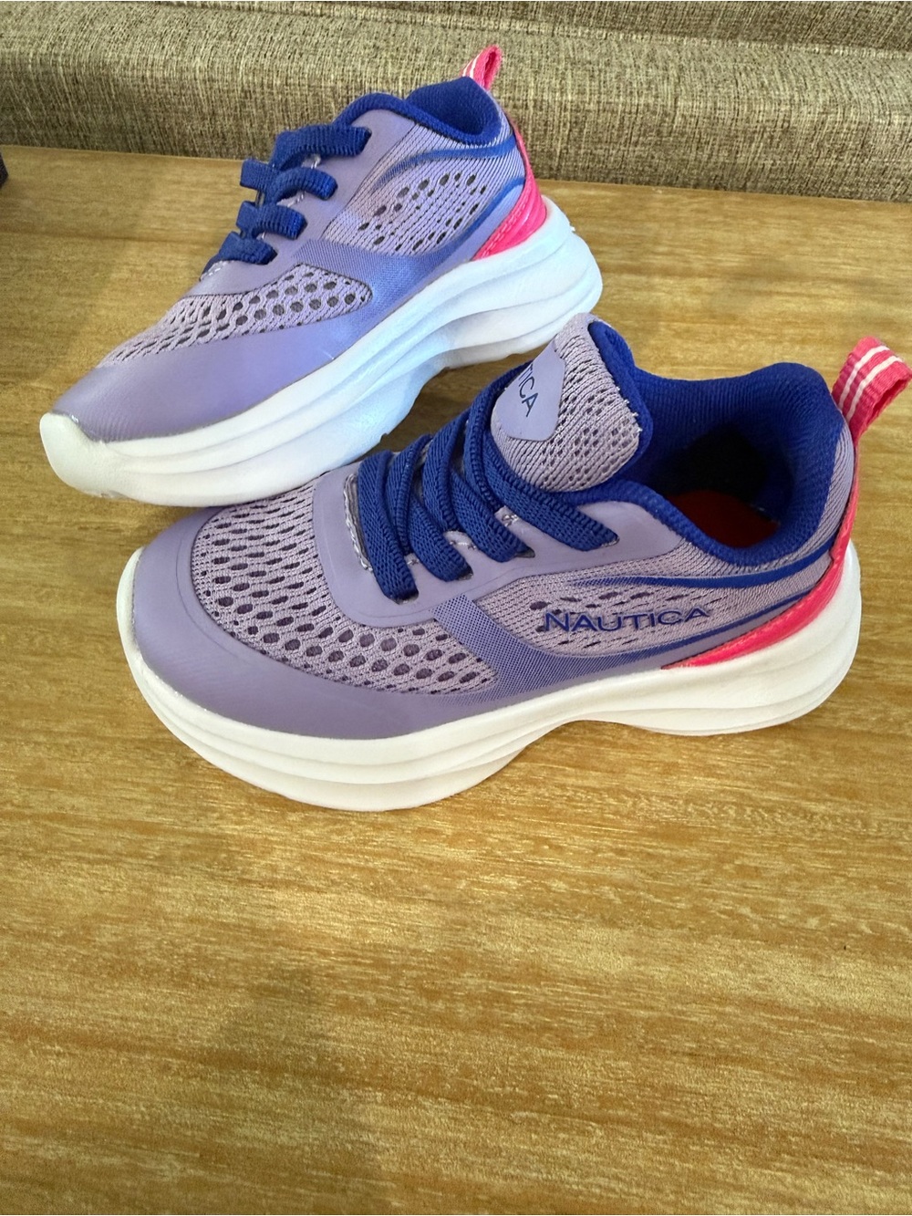 Nautica Kids Lavender and Navy Sneakers with Pink Accent